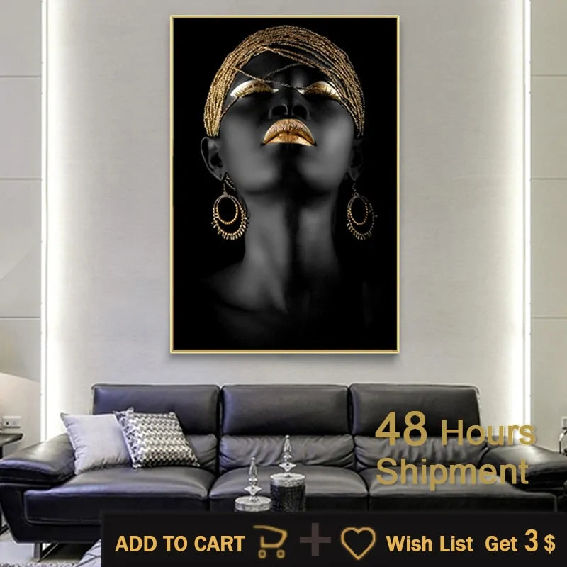 Modern Art Canvas African Black Woman Posters Rieworkes