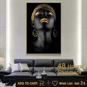 Modern Art Canvas African Black Woman Posters Rieworkes