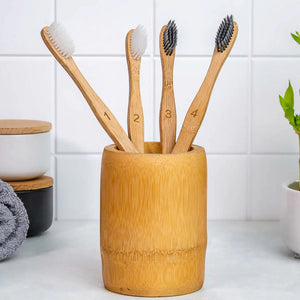 Bamboo Toothbrush Set 4-Pack - Bamboo Toothbrushes with Soft Bristles for Adults - Eco-Friendly, Biodegradable, Natural Wooden Toothbrushes Rieworkes