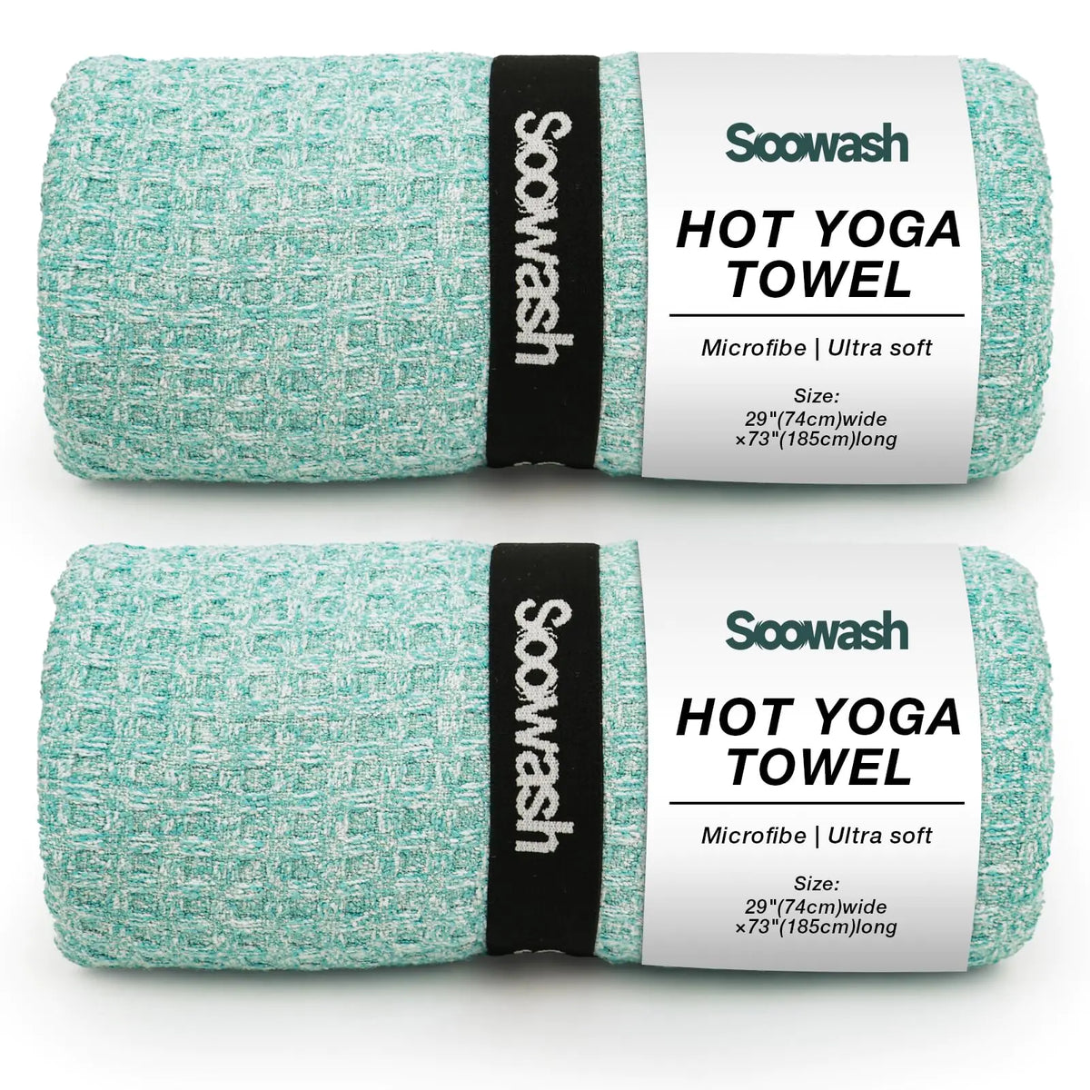 SOOWASH Non-Slip Waffle Hot Yoga Mat Towel 2 Pack with Super-Absorbent Soft Suede Microfiber for Bikram Pilates and Yoga Mats Sweat Absorbent Non-Slip for Hot Yoga Pilates and Workout 28" x72" Teal Mimarta