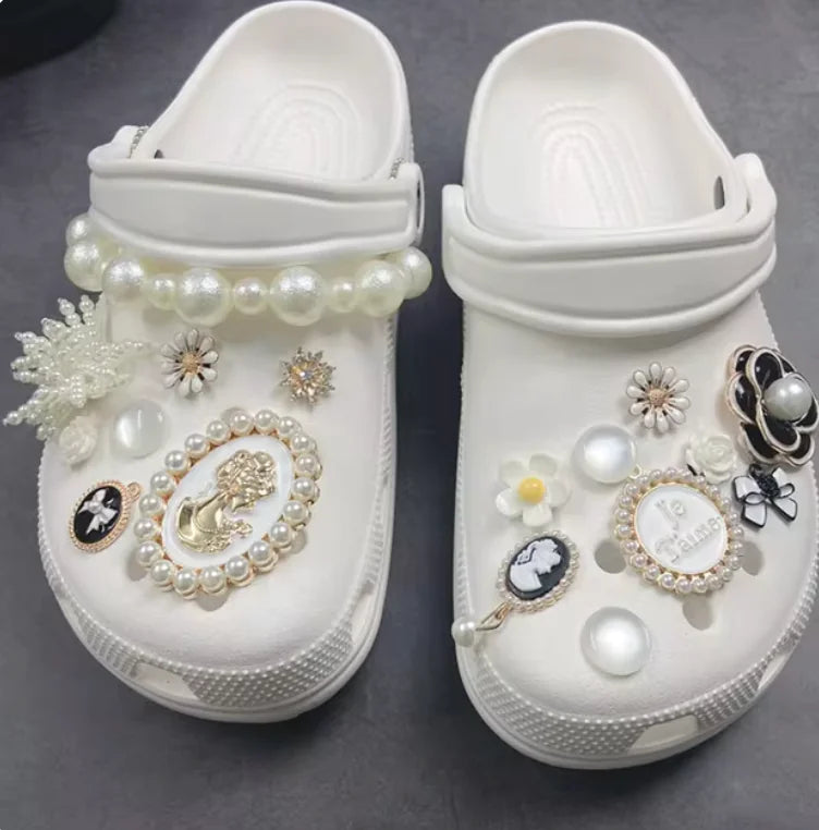 Pearl Chain Shoe Charms for Crocs and Sandals - Elegant DIY Decorations for Women Rieworkes