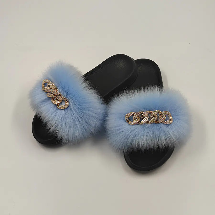 Plush Imitation Fox Fur Flip Flops Fashion Slippers Rieworkes