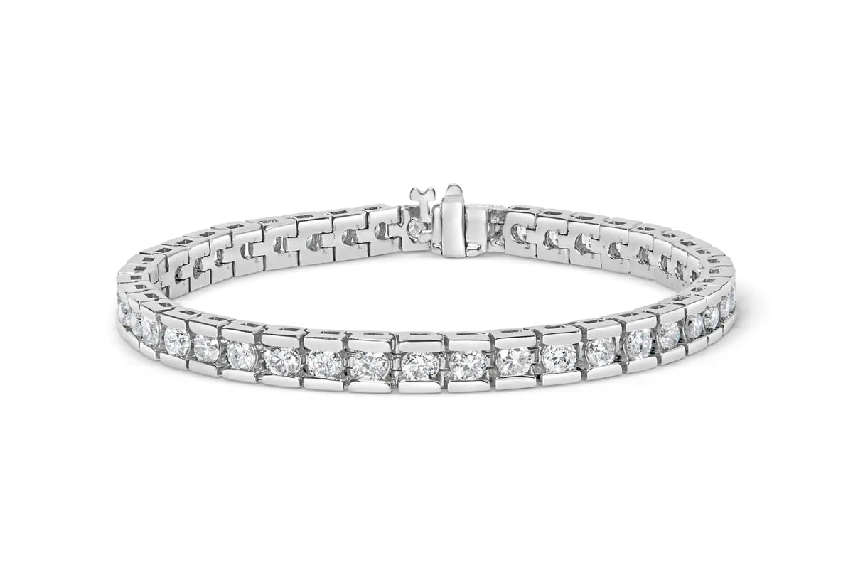 IGI Certified 14K White Gold 6.0Cttw Channel Set Round Diamond Tennis Bracelet (I-J Color, I1-I2 Clarity) - 7" Inches Rieworkes