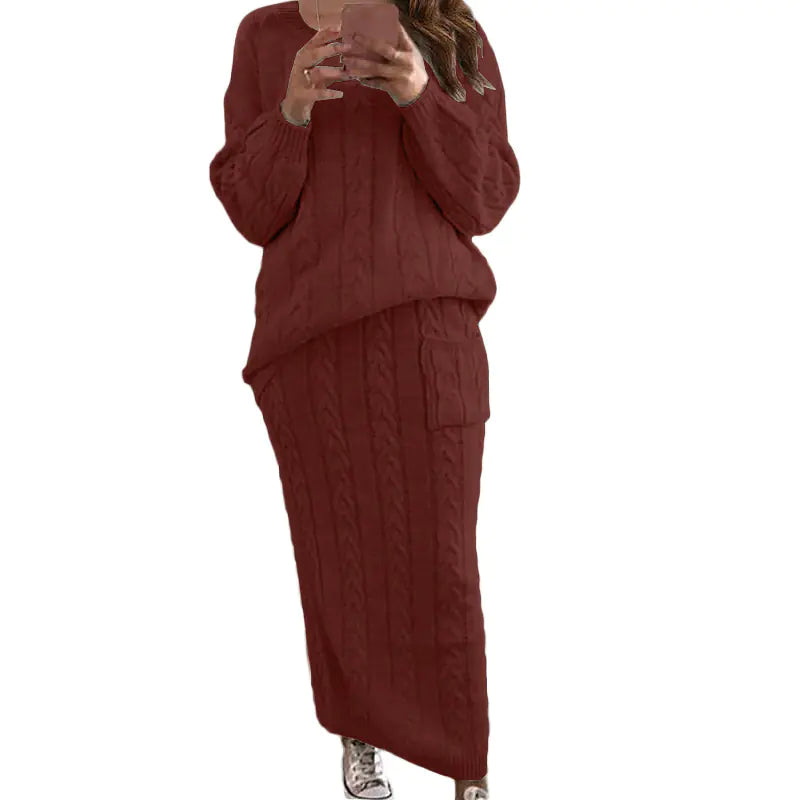 Autumn Winter Women's Fashion Sweater Dress Set Mimarta