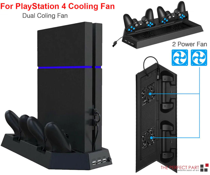 PS4 Cooling Station Vertical Stand 2 Controller Charging Dock For PlayStation 4 Rieworkes