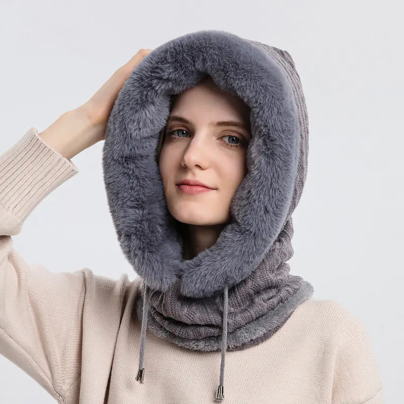 Women's Knitted Cashmere Winter Cap and Mask Set Mimarta