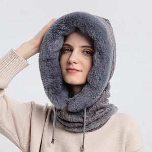 Women's Knitted Cashmere Winter Cap and Mask Set Mimarta