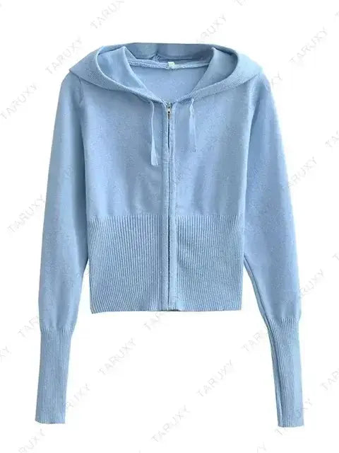 Knitted Hoodie Cropped Top And Pants Set Rieworkes