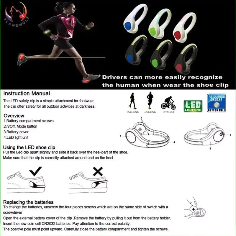 Shoes Clip Safety Warning Light Rieworkes