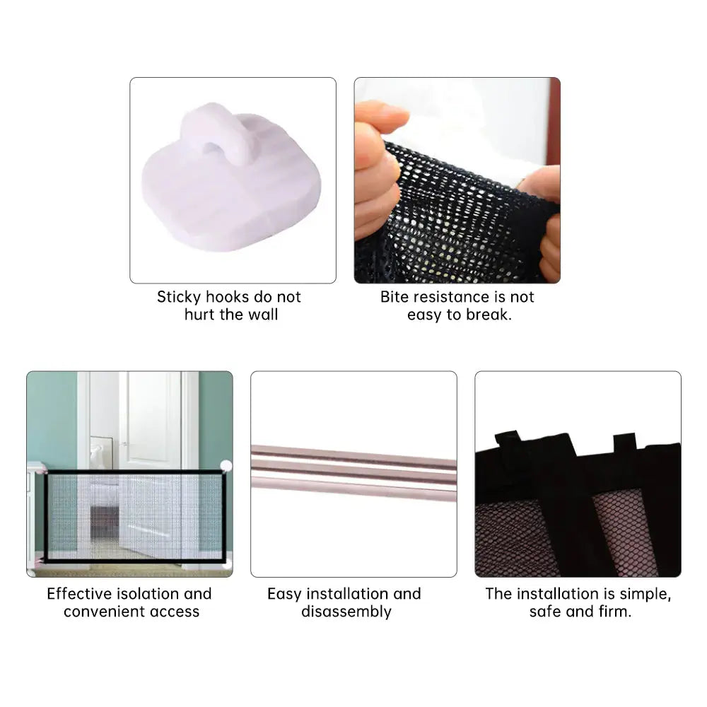 Black Foldable Protection Pet Safety Gate Rieworkes