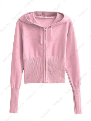 Knitted Hoodie Cropped Top And Pants Set Rieworkes