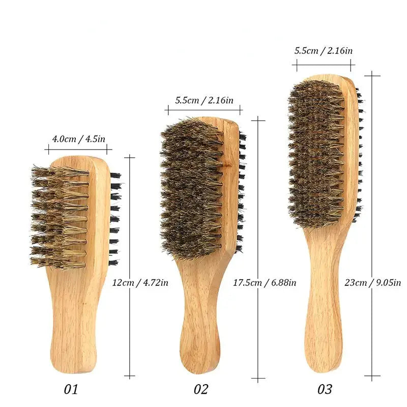 Men Boar Bristle Wooden Hair Brush Rieworkes