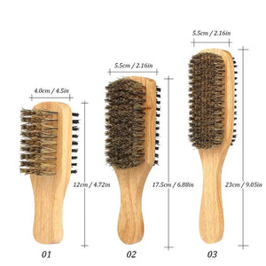 Men Boar Bristle Wooden Hair Brush Rieworkes