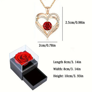 Necklace With Rose Flower Gift Box Rieworkes