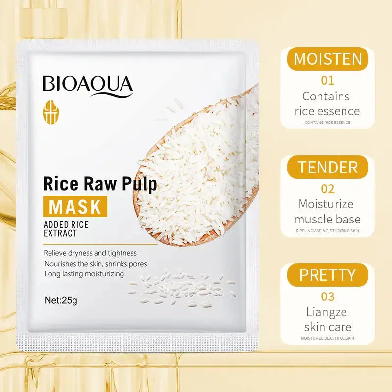 Bioaqua Face Care Sheet Masks Rice Nourishing Moisturizing Female Facial Beauty Product for Korean Skin One Piece Free Shipping Rieworkes