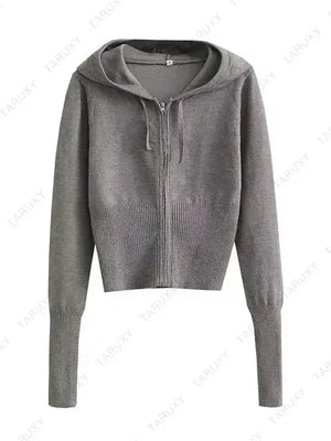 Knitted Hoodie Cropped Top And Pants Set Rieworkes