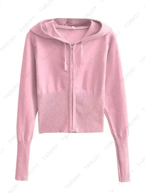 Knitted Hoodie Cropped Top And Pants Set Rieworkes