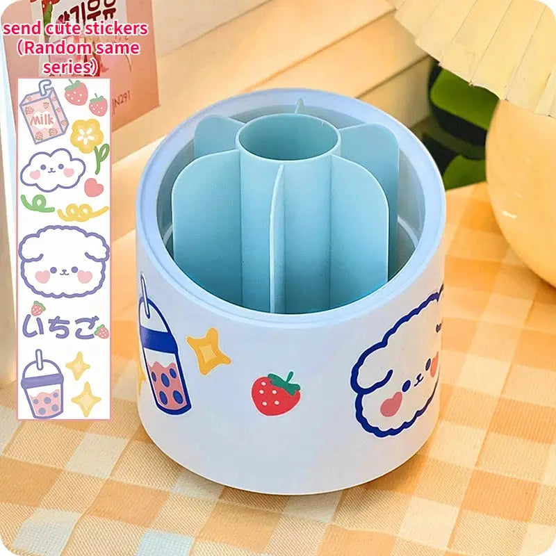 Desktop Makeup Brush Storage Bucket Cup Holder with Lid cute storage Store