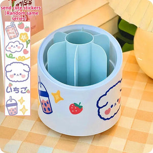 Desktop Makeup Brush Storage Bucket Cup Holder with Lid cute storage Store