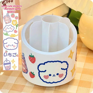 Desktop Makeup Brush Storage Bucket Cup Holder with Lid cute storage Store
