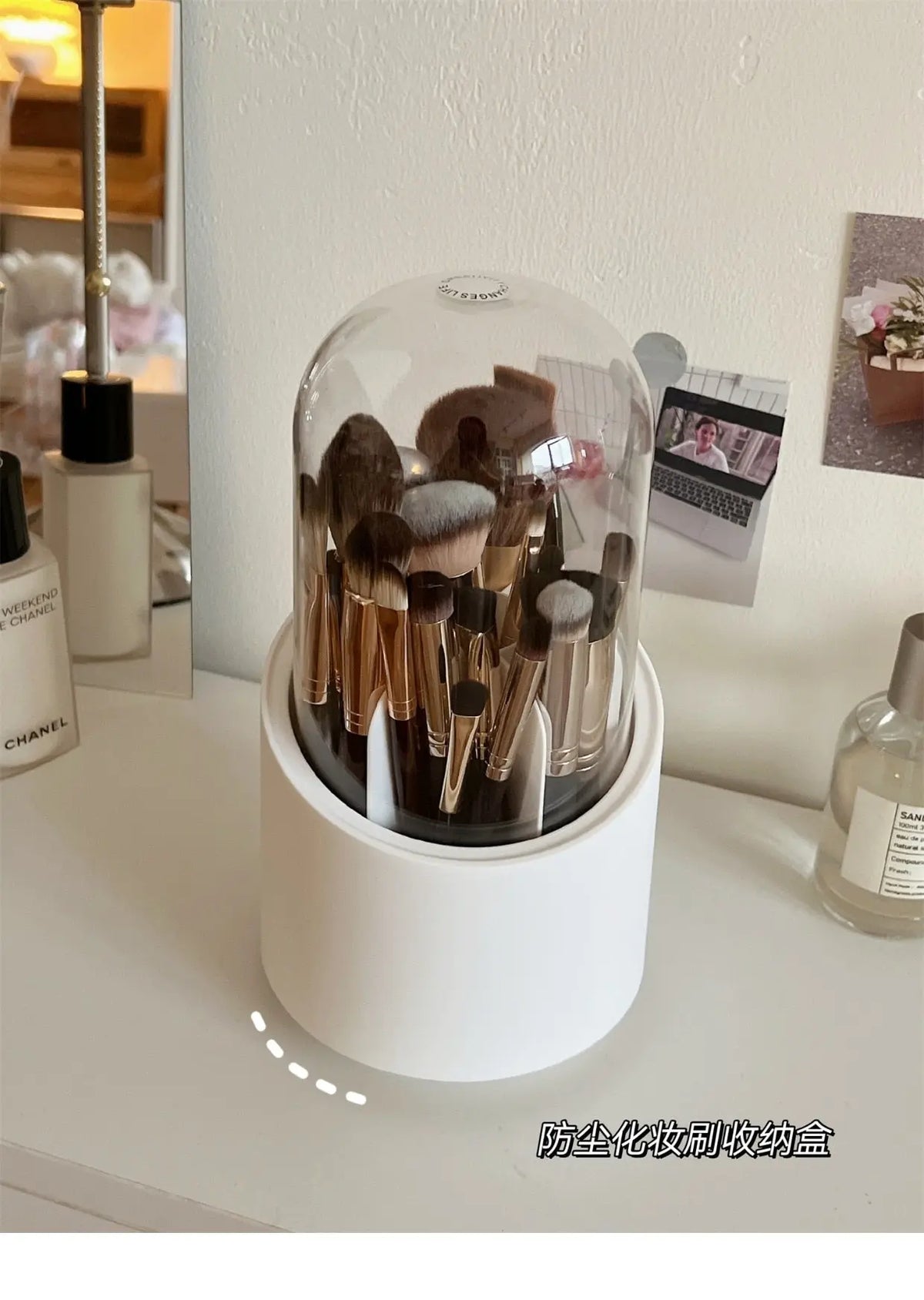 Desktop Makeup Brush Storage Bucket Cup Holder with Lid cute storage Store