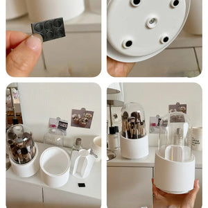 Desktop Makeup Brush Storage Bucket Cup Holder with Lid cute storage Store