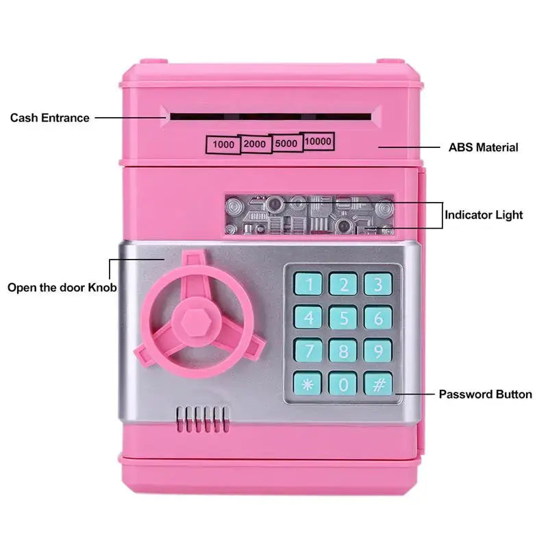 Electronic Piggy Bank ATM Mini Money Box Safety Password Chewing Coin Cash Deposit Machine Christmas Gift for Children Kids Rieworkes