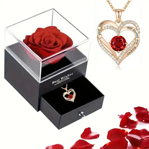 Necklace With Rose Flower Gift Box Rieworkes