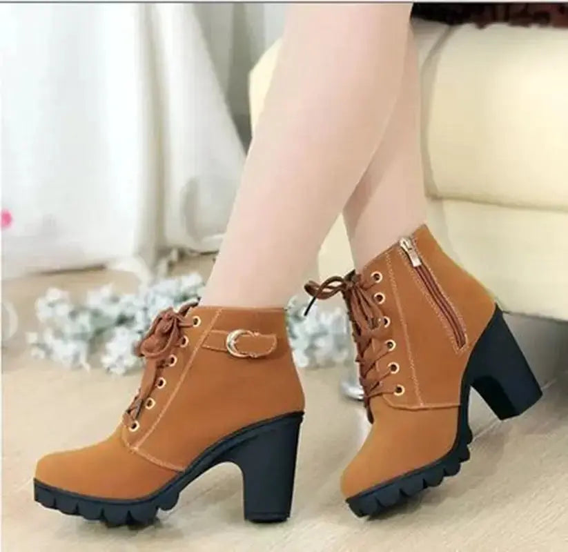 Autumn Winter Thick Heeled Woman Boots Rieworkes
