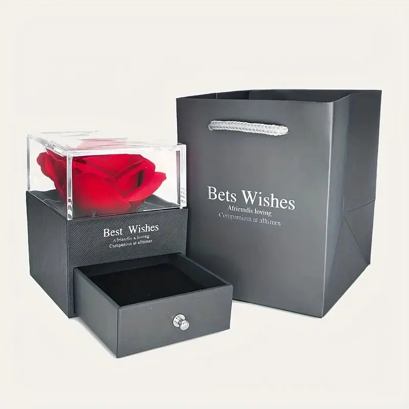 Necklace With Rose Flower Gift Box Rieworkes