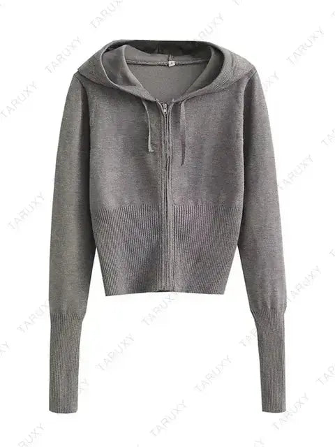 Knitted Hoodie Cropped Top And Pants Set Rieworkes