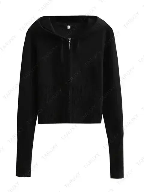 Knitted Hoodie Cropped Top And Pants Set Rieworkes