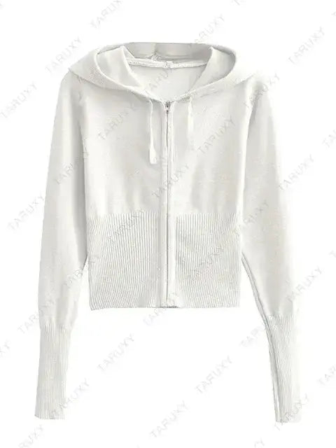 Knitted Hoodie Cropped Top And Pants Set Rieworkes